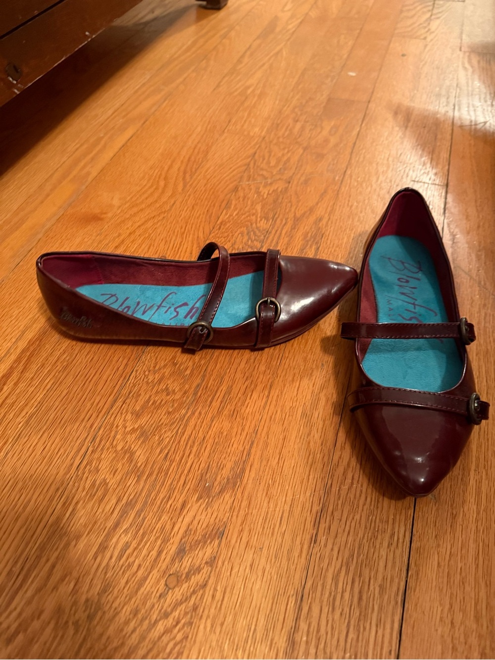 Blowfish Women's Burgundy Patent Pointed Mary Jane Flats